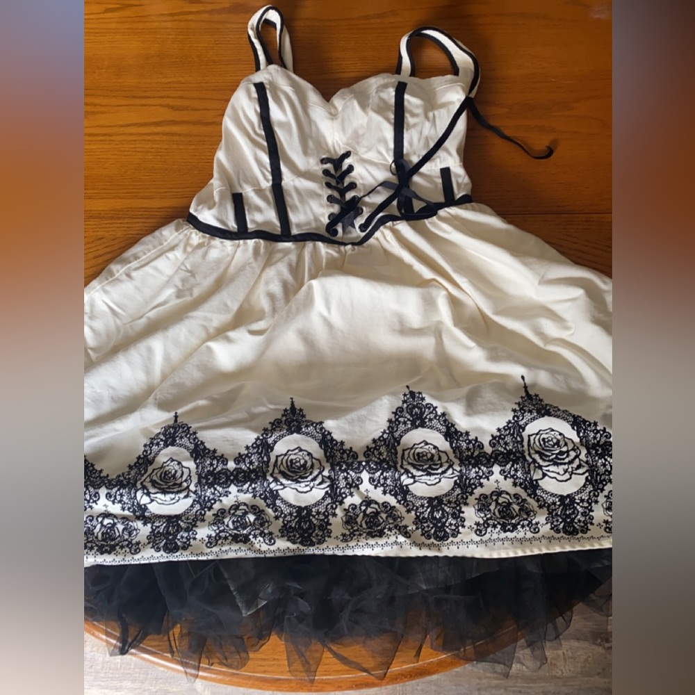 Hot Topic - Cream Roses Lace-Front Dress - Picture 2 of 2